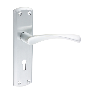 Satin chrome - Zeta international Lock Door Handle 175mm x 45mm
