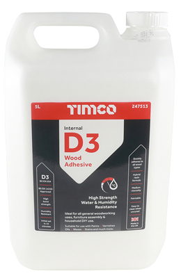 Timco Internal D3 Wood Adhesive - 5 Litre Bottle