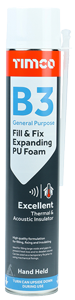 Timco B3 Fill & Fix Expandinf PU Foam - Hand Held - 750ml Can