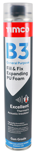 Timco B3 Fill & Fix Expandinf PU Foam - Gun Grade - 750ml Can