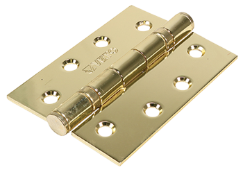 102mm x 76mm Twin Ball Bearing Hinge - Electro Brass - Pack of 2
