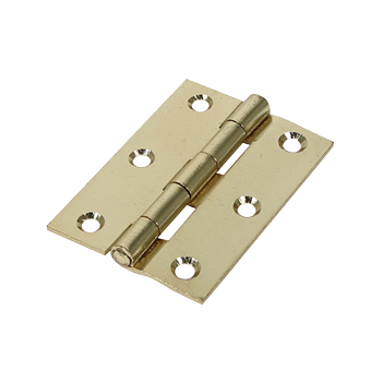 63mm x 44mm Butt Hinge Fixed Pin - Electro Brass Plated - Pack of 2