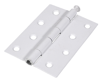 100mm x 71mm Butt Hinge Loose Pin - White Coated - Pack of 2