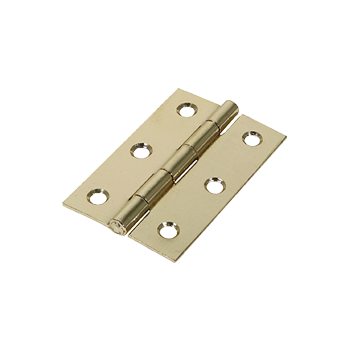 75mm x 50mm Butt Hinge Fixed Pin - Electro Brass Plated - Pack of 2