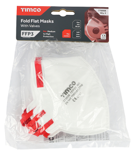 FFP3 Fold Flat Face Masks With Valve Pack of 3