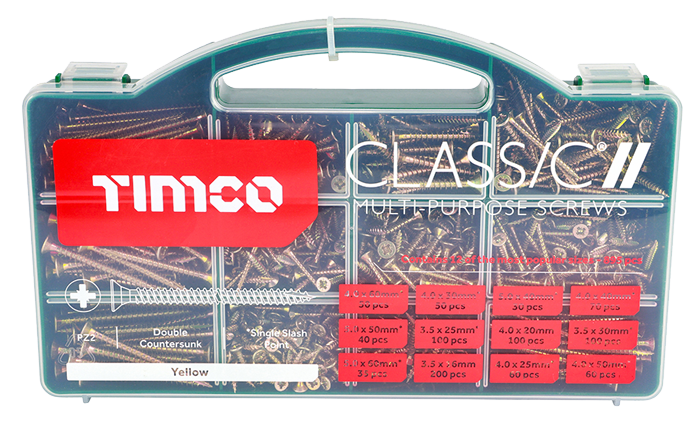 Timco Classic Woodscrews 895 Piece Mixed Tray